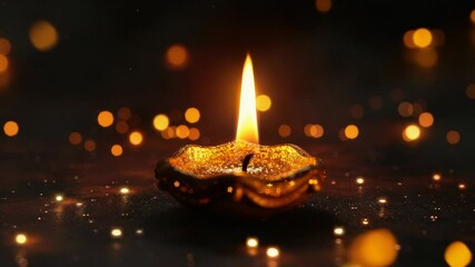 Aufkleber - A lit candle sits on a dark surface surrounded by bokeh lights