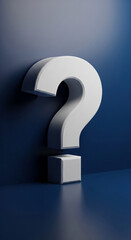 Fototapete - White question mark on dark blue background, 3D rendered, simple and clean design, symbolizes inquiry, uncertainty, or problem-solving