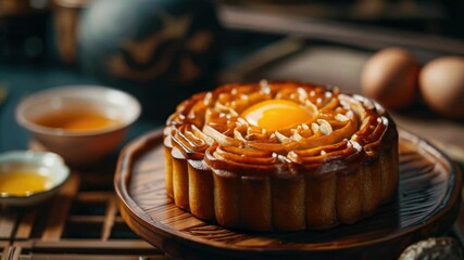 Poster - A picture of a cake with an egg sitting on top, often used as a creative dessert display