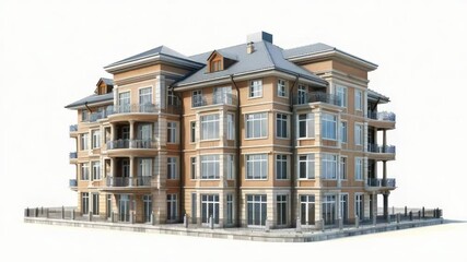 Poster - A high-rise building with numerous windows and balconies, suitable for architecture, cityscape or urban planning projects