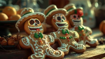 Aufkleber - A group of colorful cookies on a rustic wooden table, perfect for bakery or food photography