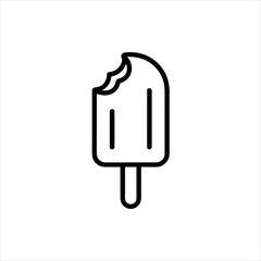 Poster - Simple black line art icon of a popsicle with a bite taken out