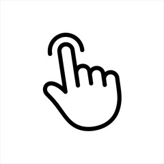 Poster - Simple black outline of a hand with index finger pointing and touching a surface