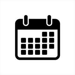 Poster - Simple black calendar icon with rounded corners and grid layout on white background