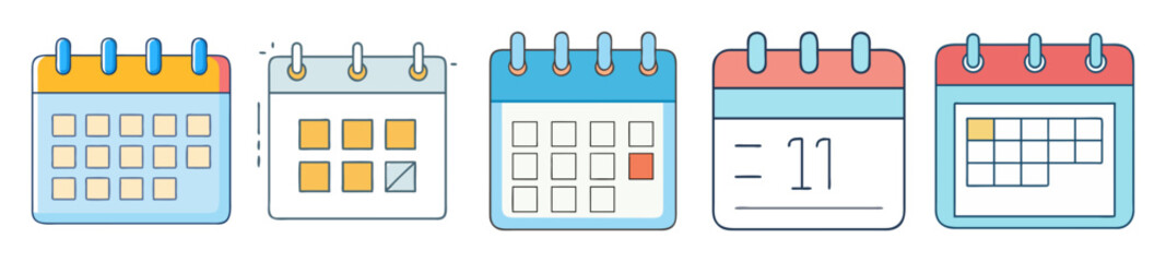 Aufkleber - Set of Five Calendars Illustrating Different Styles and Time Tracking Methods