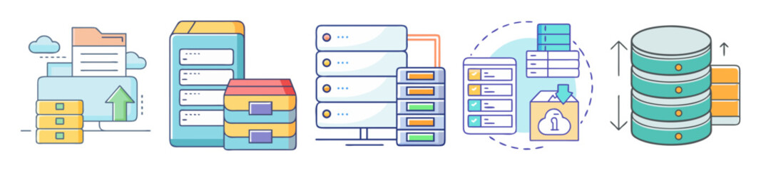 Poster - Conceptual illustration of cloud data storage, backup and security systems