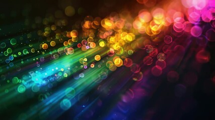 Aufkleber - A vibrant rainbow-colored light shines brightly against a dark, black background