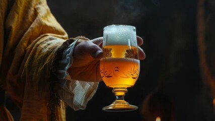 Aufkleber - A person holds a glass of beer in their hand