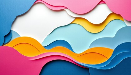 Poster - Layered Abstract Paper Cutouts with Organic Wave Pattern, perfect for background, texture, or design element in creative projects.
