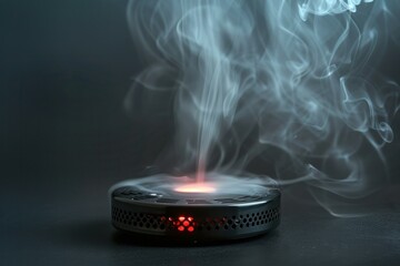 Fototapete - Electronic device emitting a mysterious white smoke on a dark background