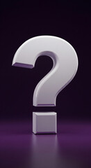Fototapete - White question mark on purple background, 3D rendered.  Symbol of inquiry, uncertainty, or question and answer concept