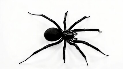 Poster - A black spider sits alone on a white surface, possibly waiting for prey