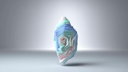 Poster - Pastel origami shape rotating on white background