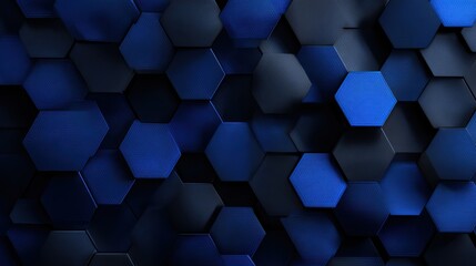 Poster - Dark and blue hexagons creating modern abstract background