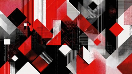 Poster - red black white abstract geometric presentation