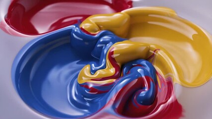 Poster - Mixing primary colors yellow blue and red on white background