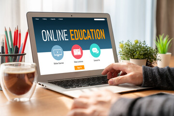 Poster - E-learning website with modish sofware for student to study online on the internet network