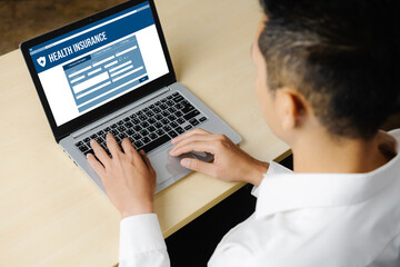 Fototapete - Health insurance web site modish registration system for easy form filling