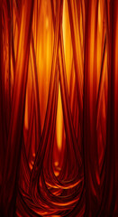 Poster - Intricate pattern of red and orange, glossy, curved lines creating a depth effect, showcasing abstract design, ideal for modern backgrounds