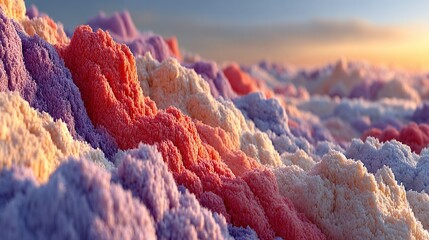 Wall Mural - a detailed image of a colorful peak with a clear blue backdrop and cloudy frontscape