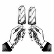 © kalogr - Two Hand Holding Popsicle Images vector Isolated on white Background.