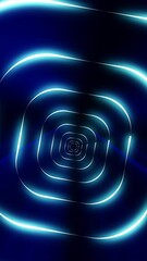 Poster - Futuristic glowing tunnel with square neon lights creating a sense of depth and infinite space