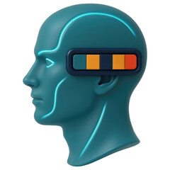 Poster - Futuristic Head Profile with Progress Bar Abstract 3D of Digital Mind Capacity