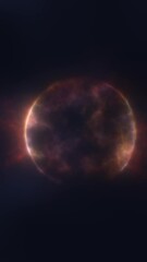 Poster - Glowing cosmic ring surrounded by fiery energy, resembling a solar eclipse in deep space