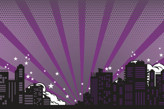 comic background with city Cartoon Color Explosion Abstract Background