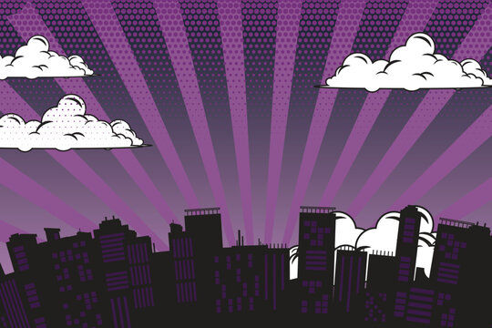comic background with city Cartoon Color Explosion Abstract Background