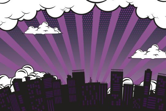 comic background with city Cartoon Color Explosion Abstract Background