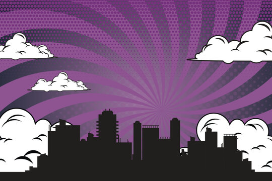 comic background with city Cartoon Color Explosion Abstract Background