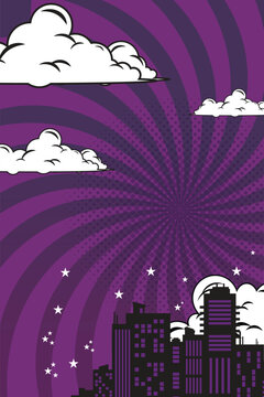 comic background with city Cartoon Color Explosion Abstract Background