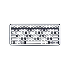 Fototapete - Modern keyboard drawing isolated on black for technology illustration minimalistic vector computer input design thin line tech equipment