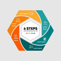 Poster - Venn diagram Infographic circular with 6 options. hexagon chart that can be used for business analytics, data visualization and presentation. Vector ep