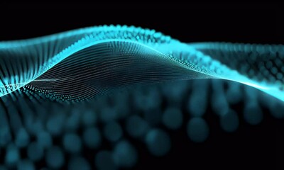Wall Mural - Abstract Blue Particle Wave Background