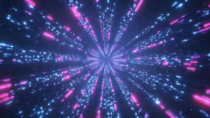 Wall Mural - Abstract Pink Blue Neon Light Particle Burst
