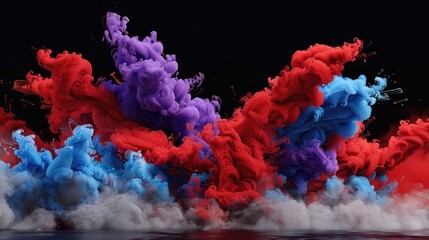 Aufkleber - Thick swirls of red, blue, and purple smoke form a dramatic, intense abstract background full of energy