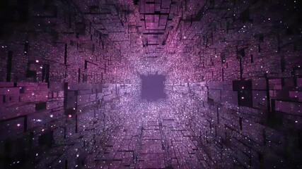 Wall Mural - Purple Pink Cube Tunnel Abstract Motion Background