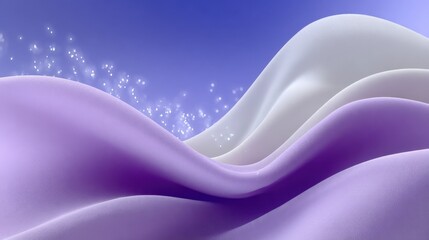 Poster - Abstract flowing shapes in soft pastel colors with sparkling light effects creating a smooth and elegant modern digital background design