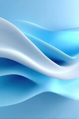 Poster - Abstract flowing wave patterns in shades of blue and white with smooth curves and a modern design for digital art and background use