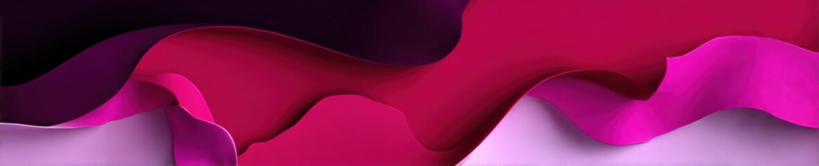 Poster - Vibrant Pink and Purple Ribbons Flowing Abstract Background with Soft Curves and Deep Color Gradient for Design and Creative Projects