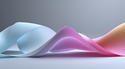 Poster - Abstract flowing colorful fabric waves with smooth silky texture in soft pastel shades creating elegant artistic design background