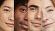© rinrada - The images are divided into 4 sections or rows, comparing Before–After of men and women from different races. It is clear that the skin has improved, including acne, dry skin, and skin color.