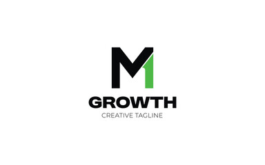Poster - Minimalist letter M growth logo with arrow up for your business