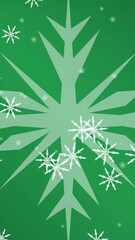 Poster - Animation of snow falling over snowflakes at christmas, on green background