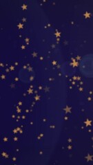 Poster - Animation of golden dots and stars falling on purple background