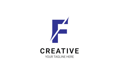 Poster - Minimalist logo design with letter F sliced