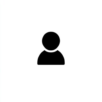 Simple Black Person Icon on White Background