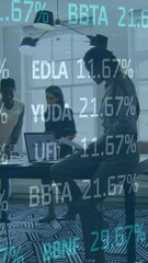 Aufkleber - Animation of data processing over diverse business people talking in office
